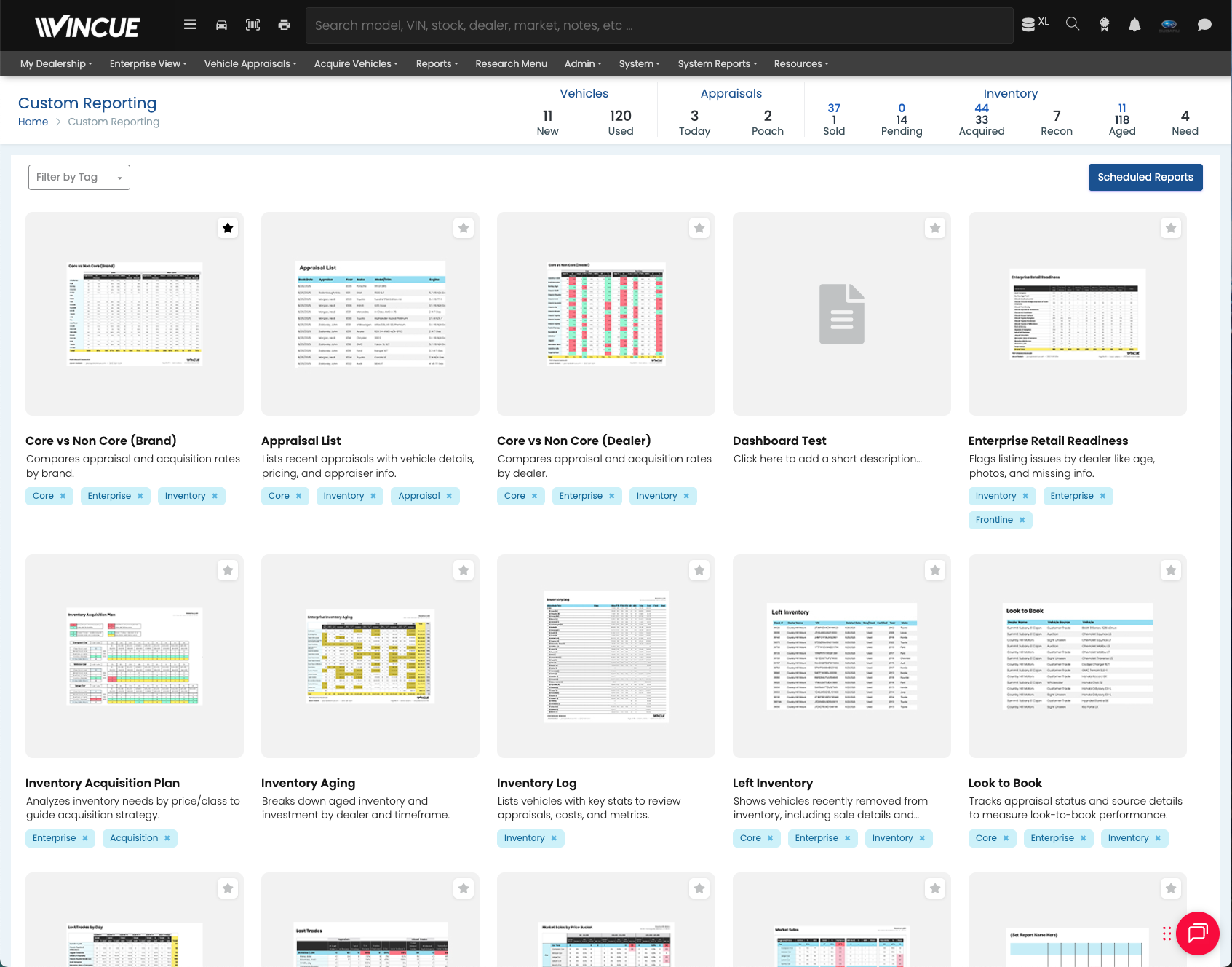 Enterprise Reporting Top of Screen Enterprise Reporting
