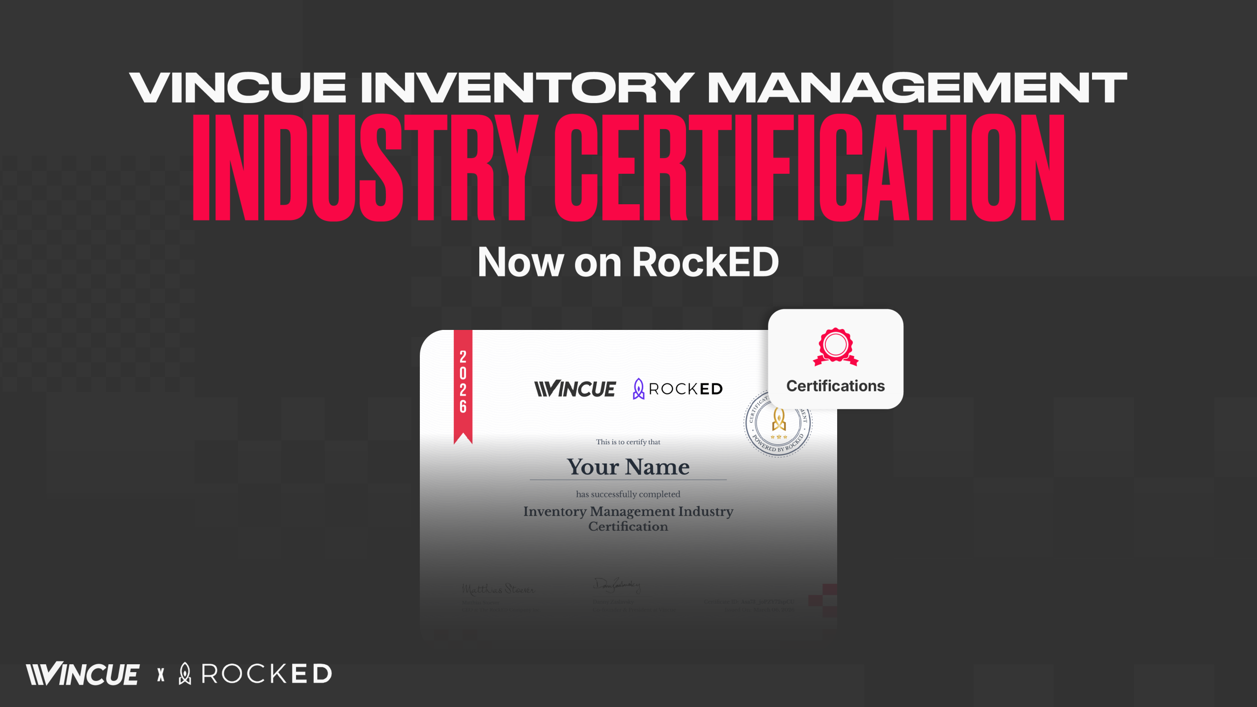 VINCUE Launches the First Inventory Management Certification on RockED